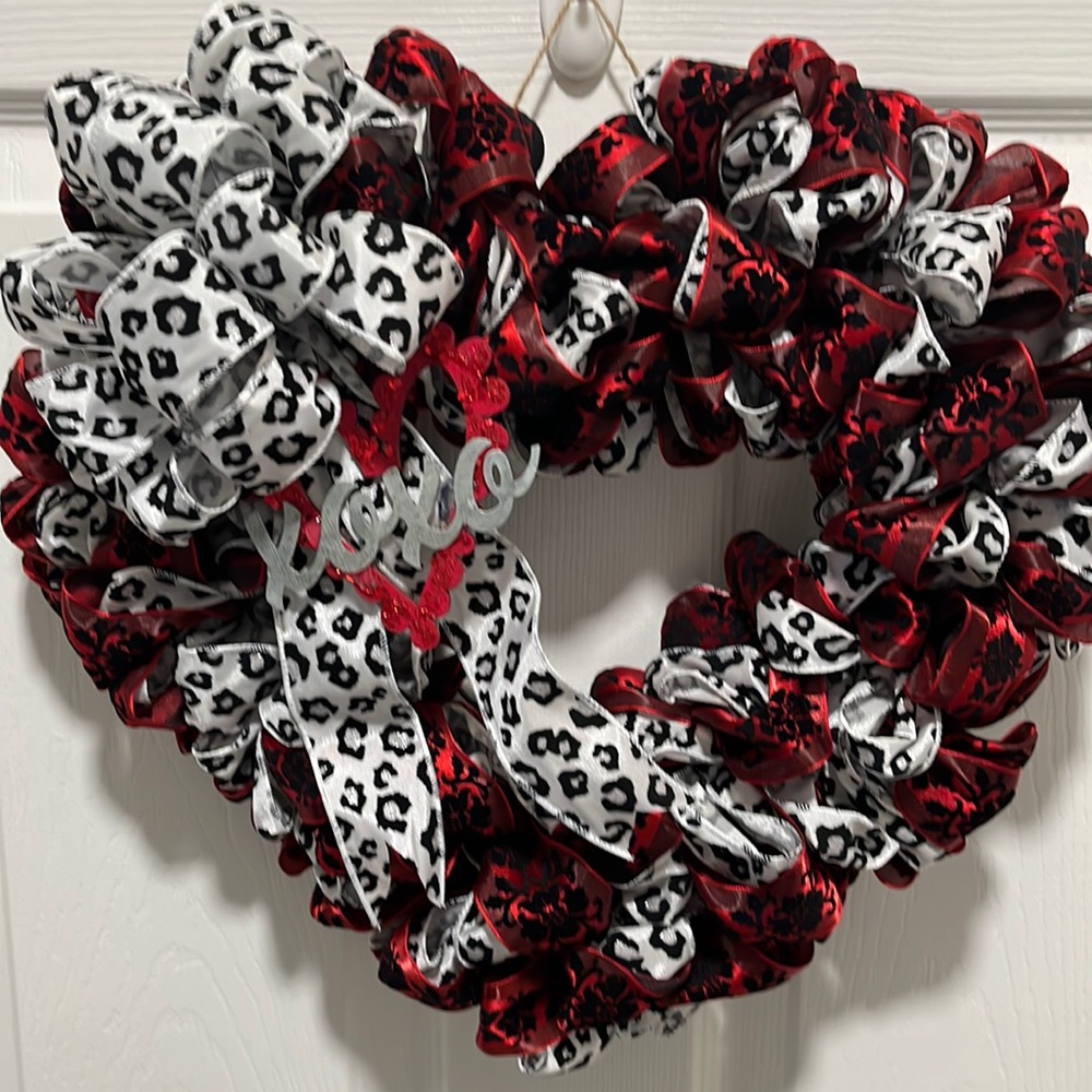 Heart shaped ribbon wreath